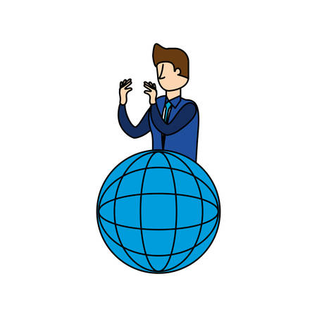 businessman worker with sphere browser vector illustration designのイラスト素材