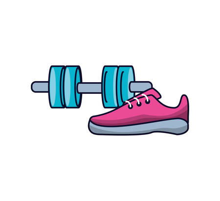 dumbbell with shoe sport isolated icon vector illustration designのイラスト素材