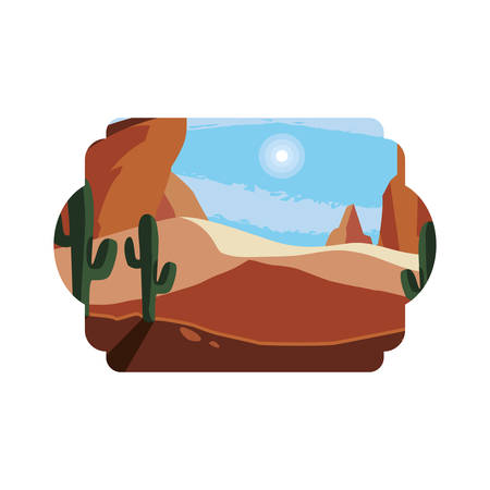 desert dry with cactus landscape scene vector illustration designのイラスト素材