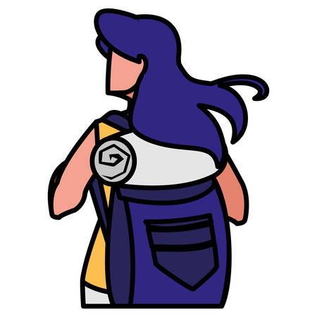 adventurous woman with travelbag vector illustration designのイラスト素材