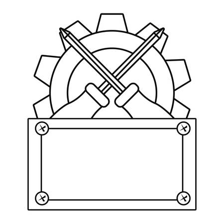screwdriver gear construction board tool vector illustration designのイラスト素材