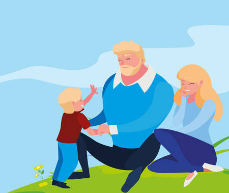 parents couple with son characters vector illustration designのイラスト素材