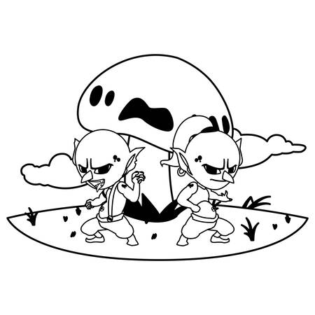 ugly trolls in the camp magic character vector illustration designのイラスト素材