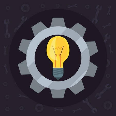 light bulb gear tool wall brick vector illustration designのイラスト素材
