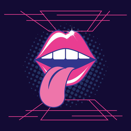 lips pop retro style vector illustration designのイラスト素材