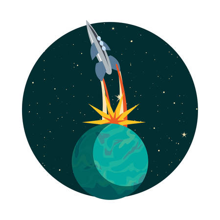launcher rocket with planet space vector illustration designのイラスト素材