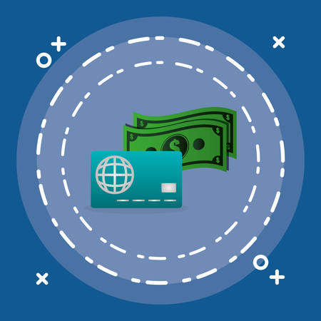 credit card with bills money vector illustration designのイラスト素材