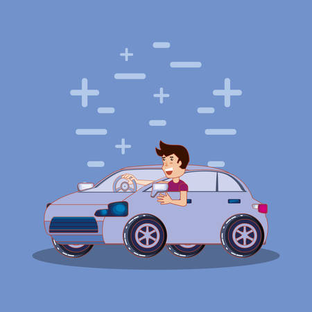 Drive safely man driving a car blue  vector illustrationのイラスト素材