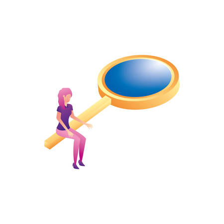 businesswoman with magnifying glass vector illustration designのイラスト素材