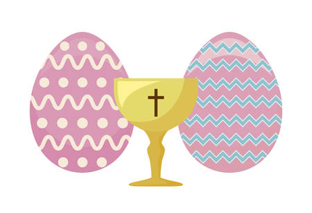 chalice sacred with eggs of easter vector illustration designのイラスト素材