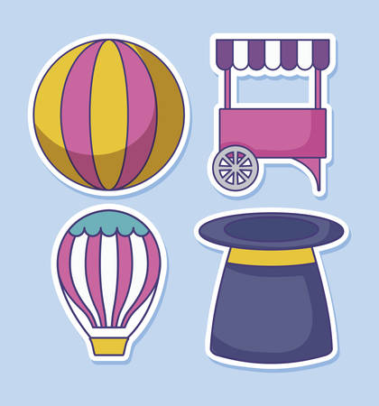Carnival kiosk with set icons of circus vector illustration designのイラスト素材