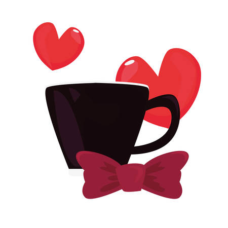 coffee cup bow tie heart love happy fathers day vector illustrationのイラスト素材