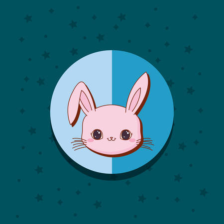 cute rabbit kawaii animals card vector illustrationのイラスト素材