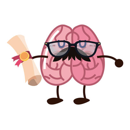 brain cartoon education diploma school vector illustrationのイラスト素材