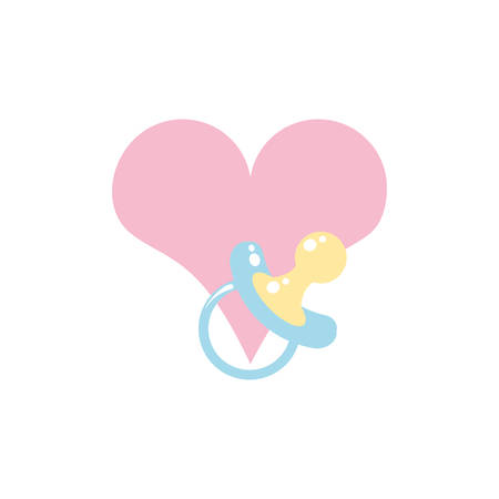cute pacifier baby with heart love vector illustration designのイラスト素材