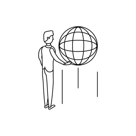 businessman worker with sphere browser vector illustration designのイラスト素材