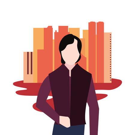 man in the street city vector illustrationのイラスト素材