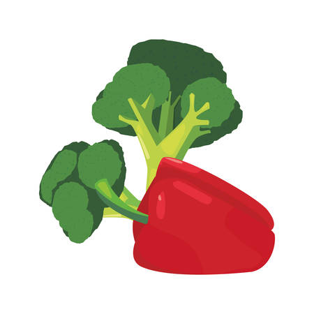 broccoli pepper bell fresh food vector illustrationのイラスト素材
