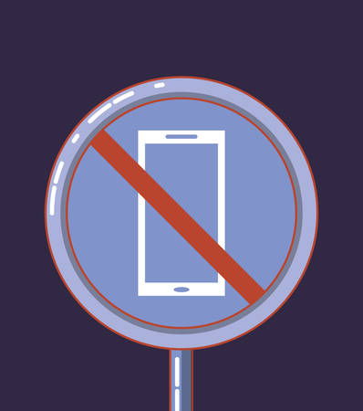 forbidden sign warning with cellphone vector illustrationのイラスト素材
