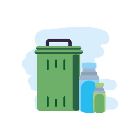 recycle bin with bottles beverage vector illustration designのイラスト素材