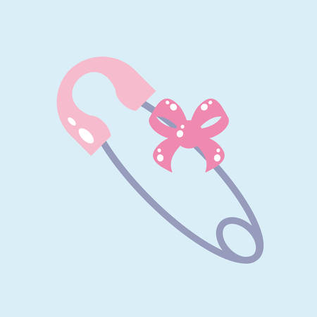 cute clothespin hook with ribbon bow vector illustration designのイラスト素材