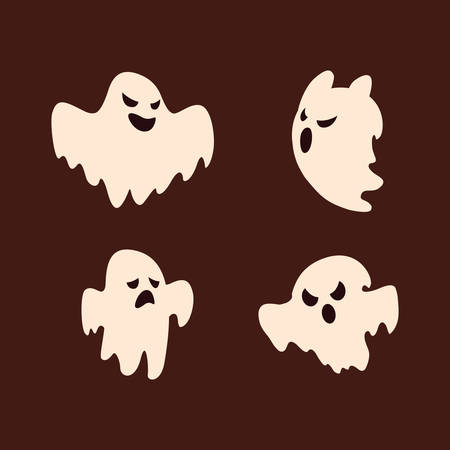 set of halloween ghosts decoration vector illustration designのイラスト素材