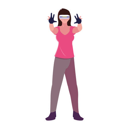 Woman with smartglasses design, Augmented reality virtual technology device and modern theme Vector illustrationのイラスト素材