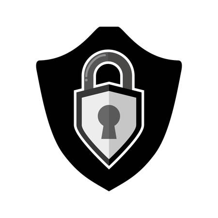 shield with safe secure padlock vector illustration designのイラスト素材