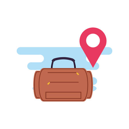 travel suitcase equipment with pin location vector illustration designのイラスト素材