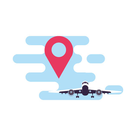 airplane flying with pin location vector illustration designのイラスト素材