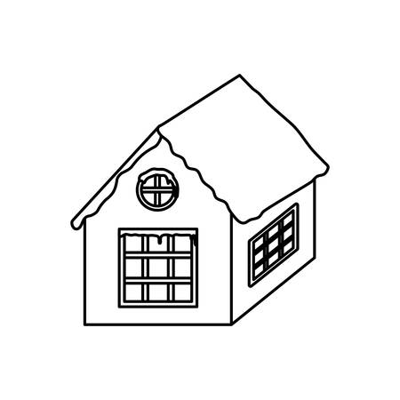 family house on christmas night with white background vector illustration designのイラスト素材