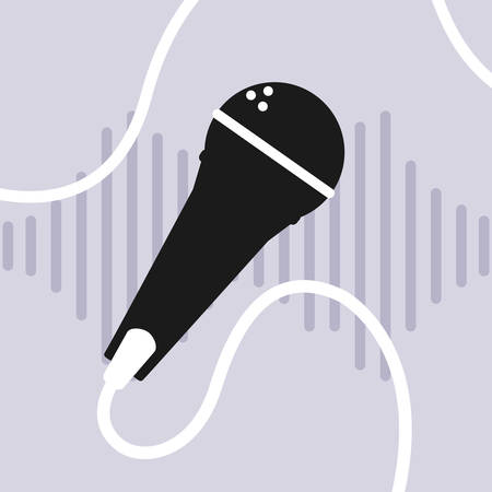 banner with microphone audio device vector illustration designのイラスト素材