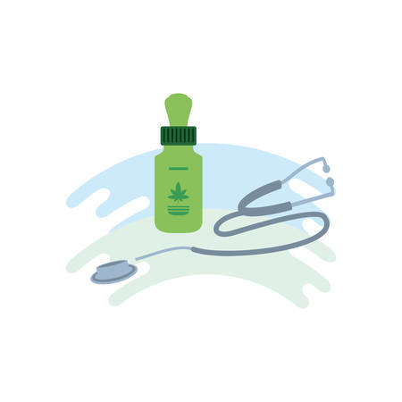 cannabis bottle product dropper with stethoscope vector illustration designのイラスト素材