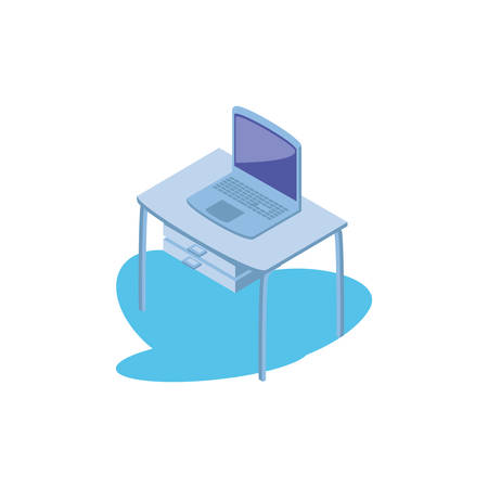 laptop on office desk with white background vector illustration designのイラスト素材