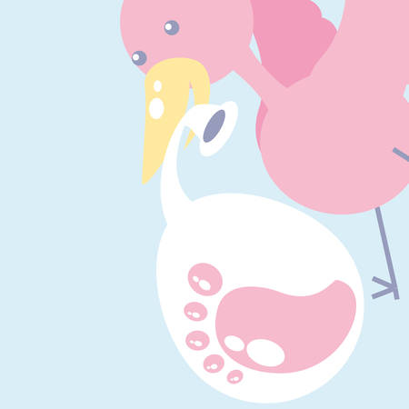 cute stork with diaper and footprint baby vector illustration designのイラスト素材