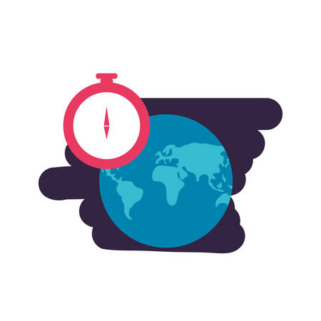 compass guide device with world planet vector illustration designのイラスト素材