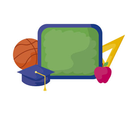 board school with hat graduation and set supplies vector illustration designのイラスト素材