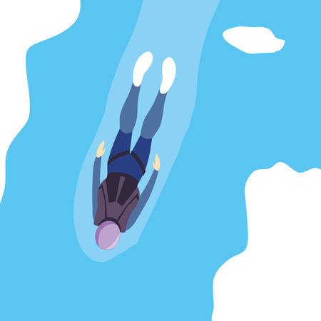 woman skydiver in air with parachute closed vector illustration designのイラスト素材