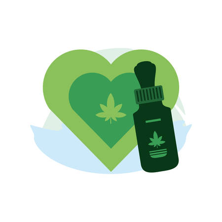 cannabis bottle product dropper with heart vector illustration designのイラスト素材