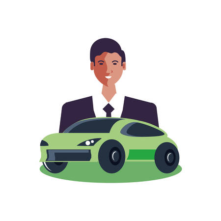 car sedan transportation with businessman vector illustration designのイラスト素材