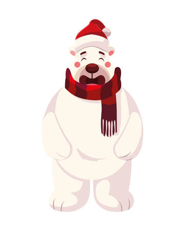 polar bear with hat and scarf vector illustration designのイラスト素材