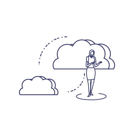 silhouette of woman sharing cloud information vector illustration designのイラスト素材
