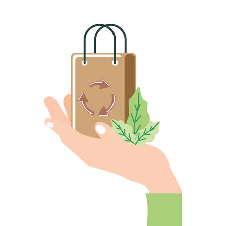hand human receiving with paper bag eco friendly vector illustration designのイラスト素材