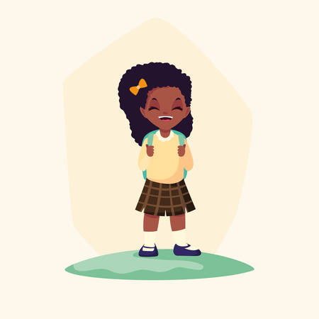 cute little student girl afro avatar character vector illustration designのイラスト素材