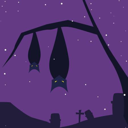 Black bats design, Halloween holiday horror scary celebration autumn dark and party theme Vector illustrationのイラスト素材