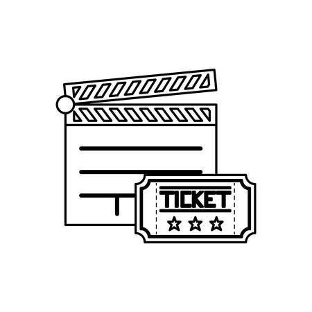 clapboard cinema with ticket isolated icon vector illustration designのイラスト素材