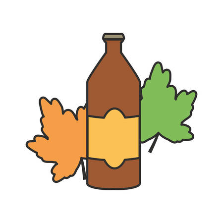 bottle beer and leaf oktoberfest festival icon vector illustration designのイラスト素材