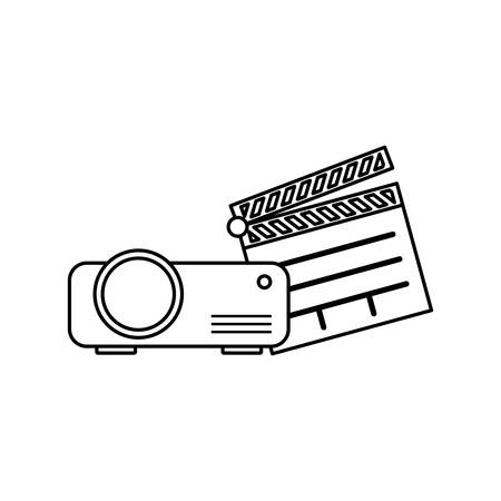 clapboard cinema with video beam vector illustration designのイラスト素材