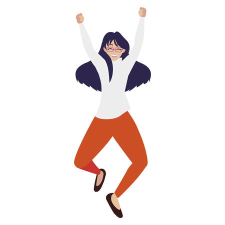 happy young woman celebrating vector illustration designのイラスト素材
