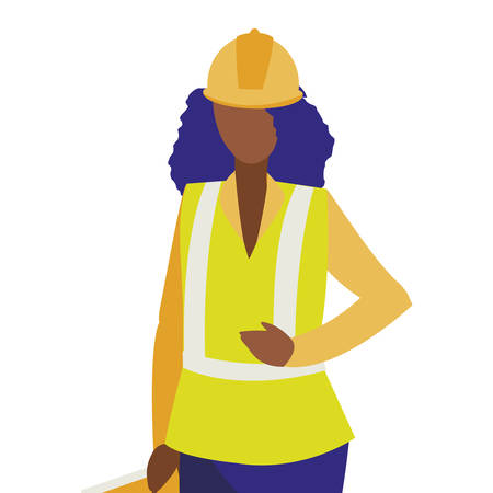female industrial black worker character vector illustration designのイラスト素材